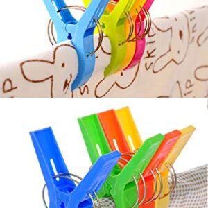 Beach Towel Clips for Beach Chairs, 16 Pcs 4.7 Inch 4 Colour Plastic Large Clothespin Towel Clips for Chairs, Beach Accessories for Vacation Must Haves (Blue, Green, Yellow, Hot Pink 16pcs 4.7'')