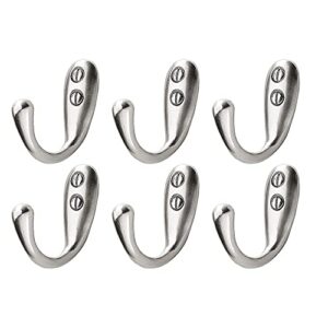 mDesign Wall Mount Decorative Metal Single Storage Organizer Hooks for Coats, Hoodies, Hats, Scarves, Purses, Leashes, Bath Towels, Robes - Hardware Included, 6 Pack - Chrome