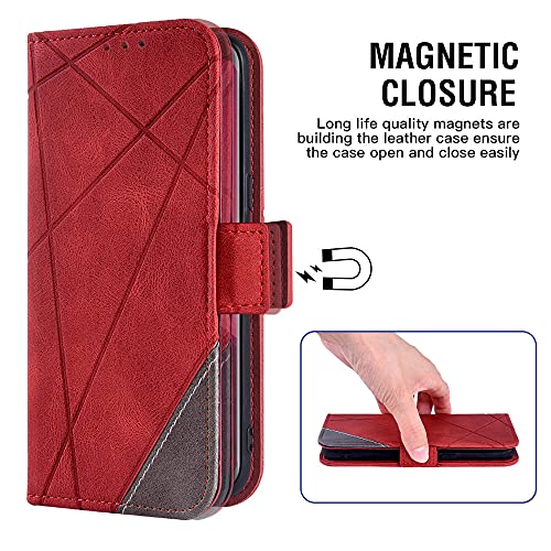 Asuwish Compatible with Xiaomi Redmi Note 8 Wallet Case and Tempered Glass Screen Protector Lanyard Leather Flip Magnetic Card Holder Stand Cell Accessories Phone Cover for Redme Note8 Women Men Red