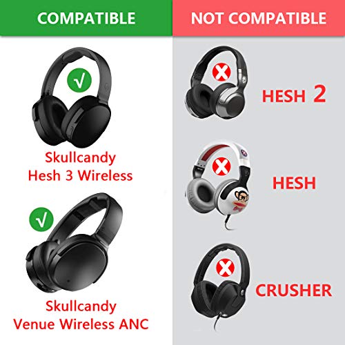 Geekria QuickFit Protein Leather Replacement Ear Pads for Skullcandy Crusher Wireless Crusher Evo Crusher ANC Hesh 3 Headphones Ear Cushions, Headset Earpads, Ear Cups Repair Parts (Green)