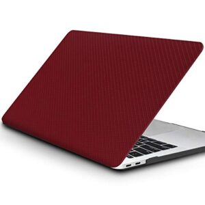 KKP Newest MacBook Pro 13 inch Case 2020 Release A2289 A2251 with Retina Display, Fabric-Like Leather Hard Shell Case Only Compatible with MacBook Pro 13 with Touch Bar Touch ID, Wine Red