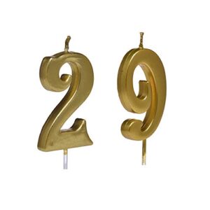 bailym gold 29th birthday candles, number 29 cake topper for birthday decorations