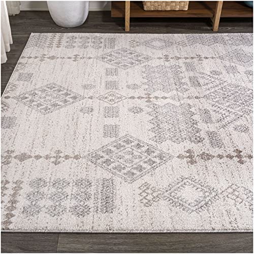 JONATHAN Y MOH302A-28 Bhalil Berber Diamond Geometric Indoor Farmhouse Area-Rug Bohemian Casual Easy-Cleaning Bedroom Kitchen Living Room Non Shedding, 2 X 8, Beige,Gray