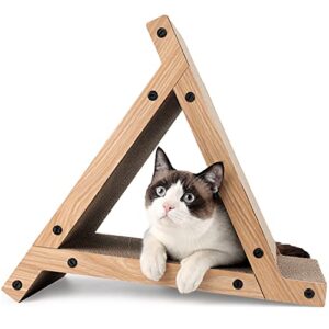 fukumaru 3 sided vertical cat scratching post, triangle cat‘s scratch tunnels toy, scratcher ramp for kitten play exercise