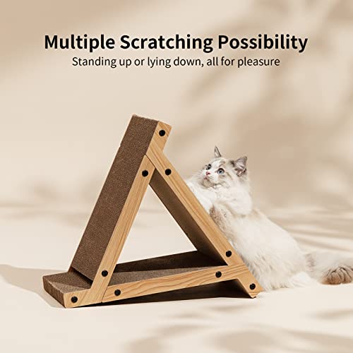 FUKUMARU 3 Sided Vertical Cat Scratching Post, Triangle Cat‘s Scratch Tunnels Toy, Scratcher Ramp for Kitten Play Exercise