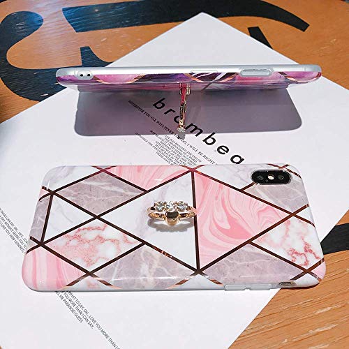 Qokey iPhone Xs Case,iPhone X Case Marble Cute Fashion for Women Girls Men with 360 Degree Rotating Ring Kickstand Soft TPU Shockproof Cover Designed for iPhone X/XS 5.8" Bling Pink Marble