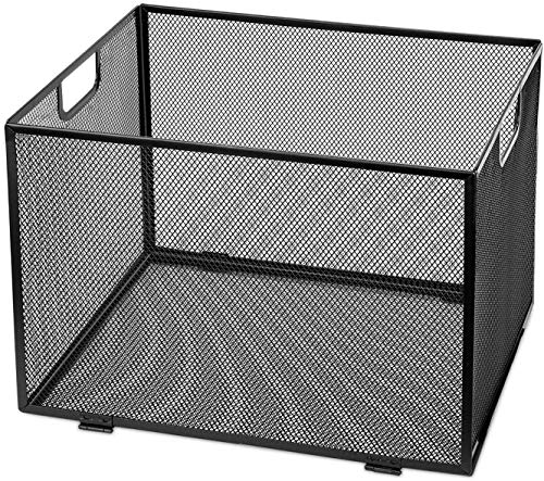 Meshist Mesh Hanging File Folder Box Organizer, Office Metal File Foldable Storage Crate,Letter Size, Black.