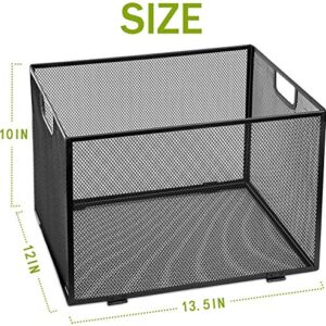 Meshist Mesh Hanging File Folder Box Organizer, Office Metal File Foldable Storage Crate,Letter Size, Black.