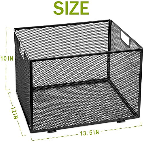 Meshist Mesh Hanging File Folder Box Organizer, Office Metal File Foldable Storage Crate,Letter Size, Black.