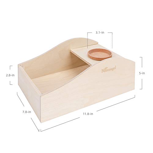 Niteangel Hamster Sand Bath Dust Free Box - Wooden Critter's Shower & Digging Sand Bathtub for Small Animals Like Hamsters Mice Lemming or Gerbils (Medium-11.8-inch L x 7.8-inch W)