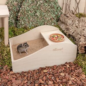 Niteangel Hamster Sand Bath Dust Free Box - Wooden Critter's Shower & Digging Sand Bathtub for Small Animals Like Hamsters Mice Lemming or Gerbils (Medium-11.8-inch L x 7.8-inch W)