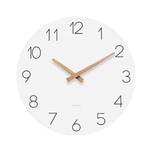 mooas flatwood wall clock, 12" wood wall clock non-ticking sweep movement decorative wall clock battery operated wall clock clock for home living room kitchen bedroom office school hotel