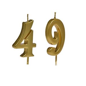 mmjj gold 49th birthday candles, number 49 cake topper for birthday decorations