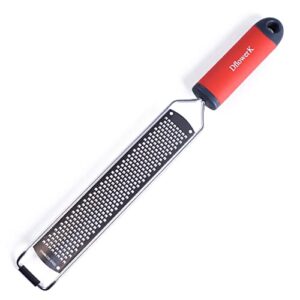 dflowerk lemon zester cheese grater razor sharp stainless steel blade with protective cover great for lemon parmesan cheese chocolate nutmeg garlic ginger(red)