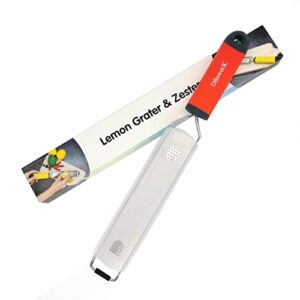 DflowerK Lemon Zester Cheese Grater Razor Sharp Stainless Steel Blade with Protective Cover Great for Lemon Parmesan Cheese Chocolate Nutmeg Garlic Ginger(Red)