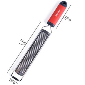 DflowerK Lemon Zester Cheese Grater Razor Sharp Stainless Steel Blade with Protective Cover Great for Lemon Parmesan Cheese Chocolate Nutmeg Garlic Ginger(Red)