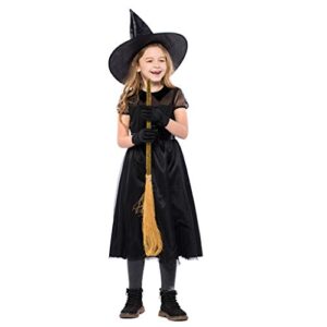 LMYOVE Girls Black Witch Costume, Fancy Dress Up for Kids(6-7T, Black-1)