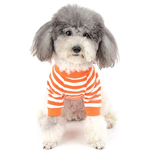 Zunea Dog Shirts for Small Dogs Girl Boy Summer Puppy Vest Clothes Soft Cotton Striped Sun Protection Tee Shirt Short Sleeve Pet Dog Chihuahua Apparel Cat Clothing Orange XL