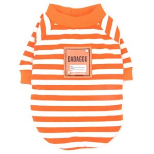 Zunea Dog Shirts for Small Dogs Girl Boy Summer Puppy Vest Clothes Soft Cotton Striped Sun Protection Tee Shirt Short Sleeve Pet Dog Chihuahua Apparel Cat Clothing Orange XL