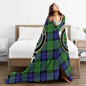 Jun2K Ultra-Soft Micro Fleece Blanket,Graham Tartan Clan Badge Throw Blanket Sheet 80"x60"