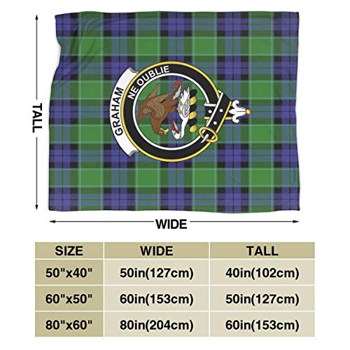 Jun2K Ultra-Soft Micro Fleece Blanket,Graham Tartan Clan Badge Throw Blanket Sheet 80"x60"