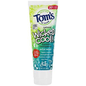 tom's of main wicked cool anticavity toothpaste, mild mint - 5.1 oz