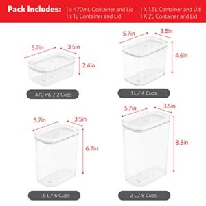 Glad Food Storage Containers Airtight with Lids | Stackable Canisters for Cereal, Pasta, Baking Supplies | Kitchen Pantry Organization | Assorted Sizes, Set of 4, Clear