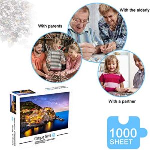 Jigsaw Puzzles 1000 Pieces for Adults Great View Puzzles Gift for Kids Friends Family Parents- Manarola Italy Puzzle Game Toy Large Size 27.56” x 19.66”