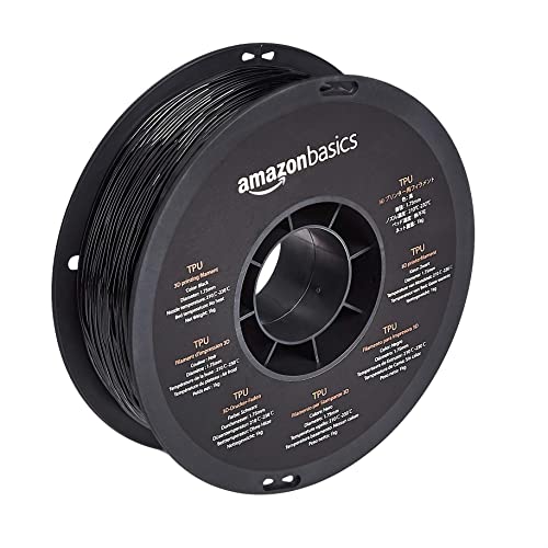 Amazon Basics TPU 3D Printer Filament, 1.75mm, Black, 1 kg Spool (2.2 lbs)