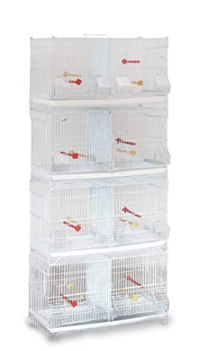 Seny Set of 4 Stackable Breeding Bird Cage for Canary Finch Small Birds (White)