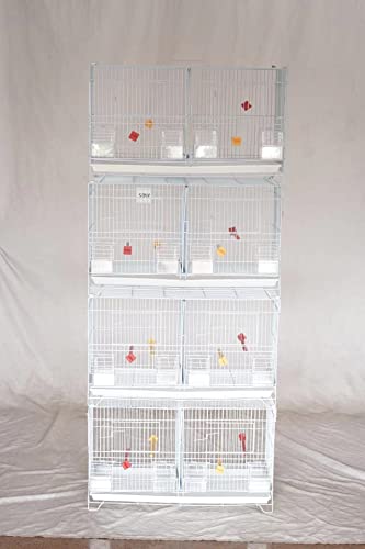 Seny Set of 4 Stackable Breeding Bird Cage for Canary Finch Small Birds (White)