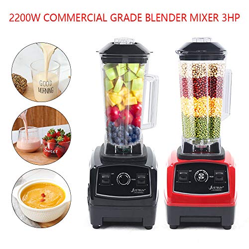 Commercial Blender,Countertop Blender Smoothie Maker,3HP 2200W Heavy DutyHigh Speed 45000RPM Kitchen Smoothie Blender Food Mixer 68 Ounce (2L) for Soup,fish, Crusing Ice, Frozen Desser, Home or Commercial Use (Black)