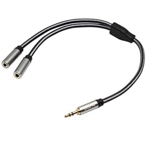Oluote Headphone Splitter Cable, TRS 3.5mm Male to 2 Ports TRS 3.5mm Female Stereo Y Audio Jack Extension Cable, for Speaker, Car, Smartphone, MP3, PC, Tablet (0.3M/0.98FT)