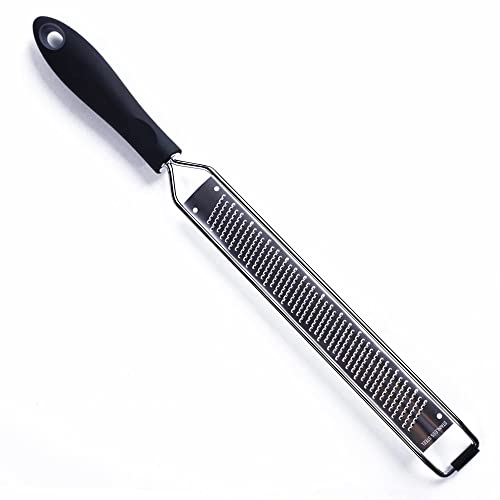 DflowerK Lemon Citrus Zester Cheese Grater Longer Razor Sharp Stainless Steel Blade with Protective Cover Great for Lemon Parmesan Cheese Chocolate Nutmeg Garlic Ginger(Black)