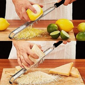 DflowerK Lemon Citrus Zester Cheese Grater Longer Razor Sharp Stainless Steel Blade with Protective Cover Great for Lemon Parmesan Cheese Chocolate Nutmeg Garlic Ginger(Black)