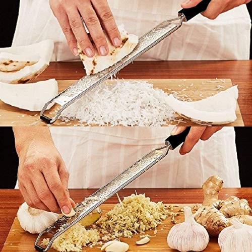 DflowerK Lemon Citrus Zester Cheese Grater Longer Razor Sharp Stainless Steel Blade with Protective Cover Great for Lemon Parmesan Cheese Chocolate Nutmeg Garlic Ginger(Black)