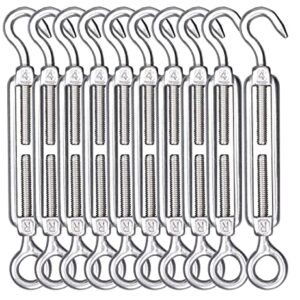 10Pcs M4 Turnbuckles,Alele Clothesline Tightener,Stainless Steel 304 Turnbuckle,Suitable for Tighten Taut Rope (M4 Turnbuckles 10 Pack New)