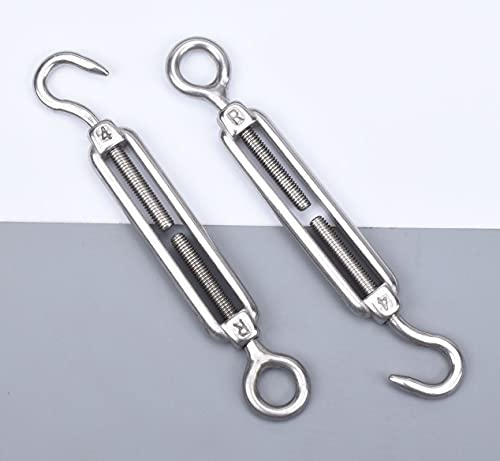 10Pcs M4 Turnbuckles,Alele Clothesline Tightener,Stainless Steel 304 Turnbuckle,Suitable for Tighten Taut Rope (M4 Turnbuckles 10 Pack New)