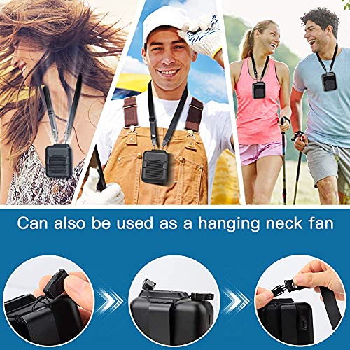 Koonie Portable Waist Fan, Strong Airflow 23H Working Time Hands-free Necklace Fan, Battery Powered 3-Speed Personal Fan 6000mAh for T-shirts, Jacket, Clothes, Fishing, Gardening, Climbing, Cycling