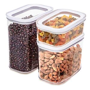 glad food storage containers airtight with lids | stackable canisters for cereal, pasta, baking supplies | kitchen pantry organization | assorted sizes, set of 3, clear