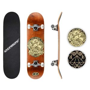 osprey skateboards for beginners | 31 x 8 inch adult skateboard with 7 layer canadian maple deck, double kick concave skateboard for riding and tricks, multiple designs