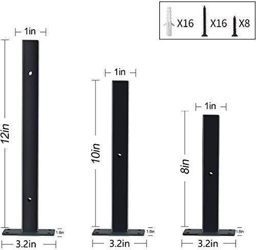 4 Pack Heavy Duty Floating Shelf Brackets 8 Inch Wall Mounted Industrial Metal Brackets for Shelves