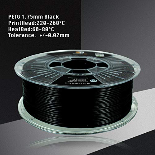 SUPPLY3D PETG 3D Printer Filament, Dimensional Accuracy +/- 0.03 mm, 1 kg Spool, 1.75 mm, Black,High Temperature Resistance, Fit Most Printers