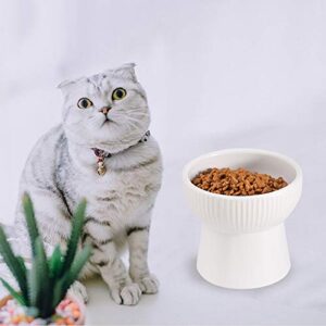White Ceramic Raised Cat Bowls, Elevated Food or Water Bowls, Stress Free, Backflow Prevention, Dishwasher and Microwave Safe, Lead & Cadmium Free