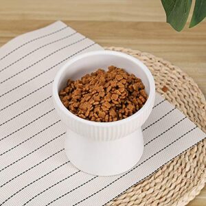 White Ceramic Raised Cat Bowls, Elevated Food or Water Bowls, Stress Free, Backflow Prevention, Dishwasher and Microwave Safe, Lead & Cadmium Free