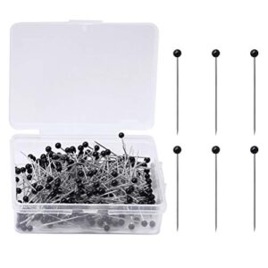 250 pieces sewing pins ball glass head pins straight quilting pins for dressmaker jewelry decoration, black
