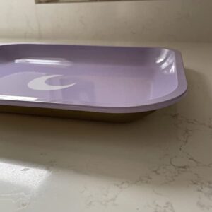 Brando Moon Large Metal Tray Purple - Lightweight Curved Edges and Smooth Surface - 13 x 10.5 inches