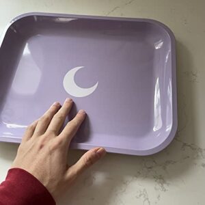 Brando Moon Large Metal Tray Purple - Lightweight Curved Edges and Smooth Surface - 13 x 10.5 inches