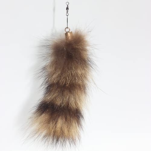 Fosrion Real Raccoon Tail Fur Cat Bites Toy with Three Section ...