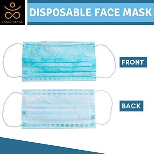 Samadhaan Face Mask, Non Woven Thick 3-Layer Breathable Face Masks with Adjustable Earloop, Mouth and Nose Protection Dust face Mask Disposable (Pack of 50)